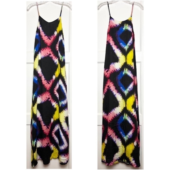 BUSAYO African Hand Dyed Colorful Geometric Print Sleeveless Maxi‎ Slip Dress M - Picture 5 of 10